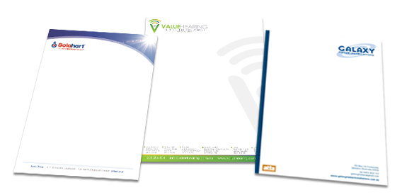 A display of professional business letterheads